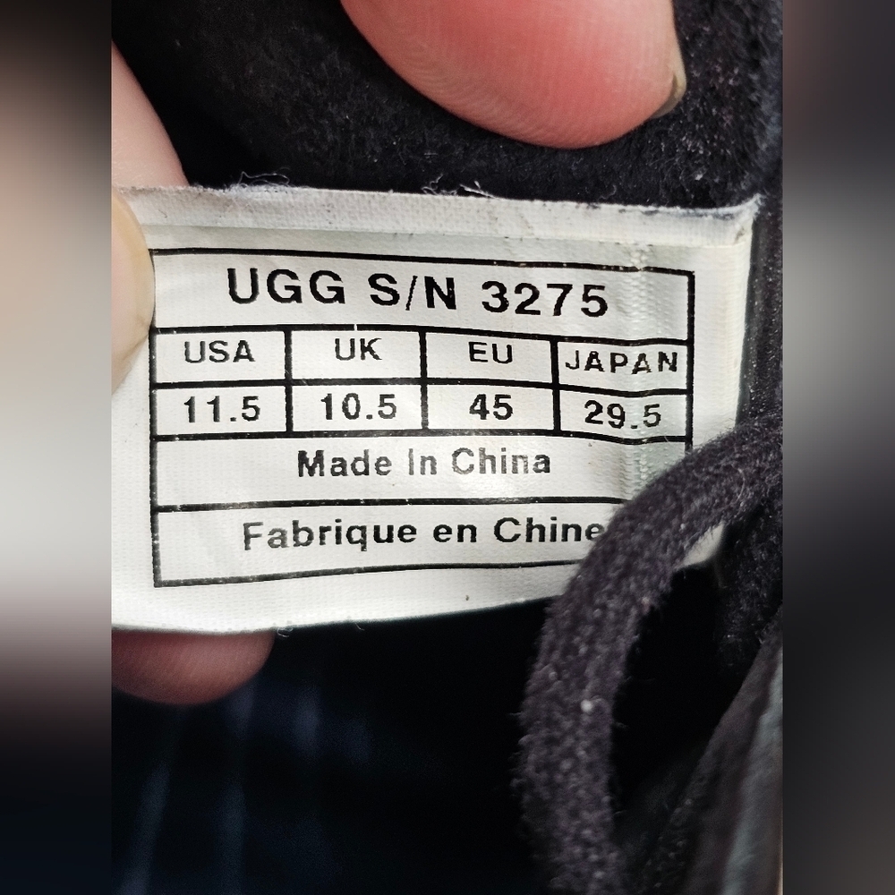 UGG Leighton 3275 Mens Size 11.5 Chukka Boots Black Leather Crepe Sole Ankle - Picture 11 of 12